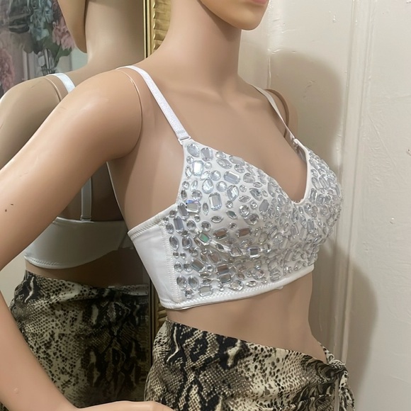 Say what ny White Rhinestone Embellished Bralette - Picture 8 of 9